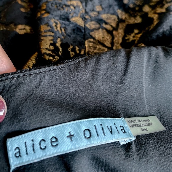 Alice + Olivia Parker Velvet Cami in Black & Gold - Picture 5 of 5